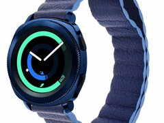 Curea piele Smartwatch Samsung Galaxy Watch 4, Watch 4 Classic, Gear S2, iUni 20 mm Blue Leather Loo